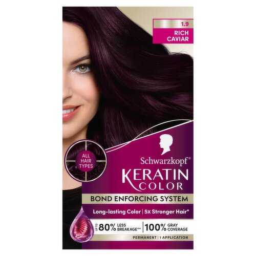 Schwarzkopf Keratin Color 1.9 Rich Caviar Permanent Haircolor, 1 application