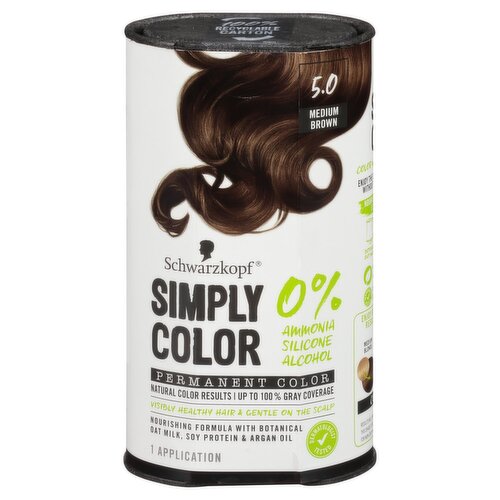 Schwarzkopf Simply Color 5.0 Medium Brown Permanent Color, 1 application