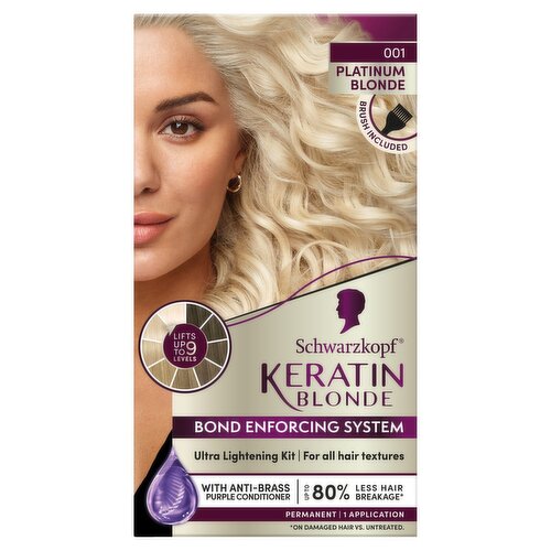 Schwarzkopf Keratin Blonde 001 Platinum Blonde Permanent Haircolor, 1 application