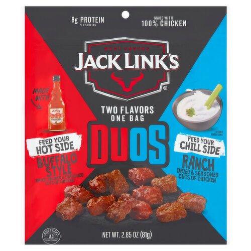 Jack Link's Buffalo Style Ranch Duos Dried, Smoked & Seasoned Cuts of Chicken, 2.85 oz