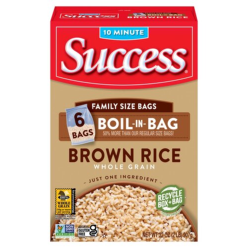 Success Boil-in-Bag Whole Grain Brown Rice Family Size, 6 count, 32 oz