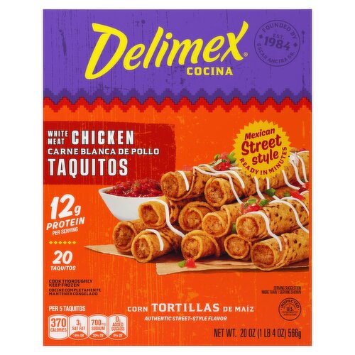 Delimex White Meat Chicken Taquitos, 20 count, 20 oz