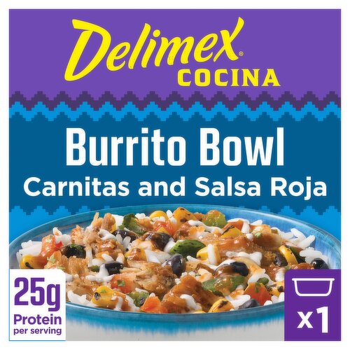 Delimex Cocina Carnitas and Salsa Roja Burrito Bowl, 10.5 oz