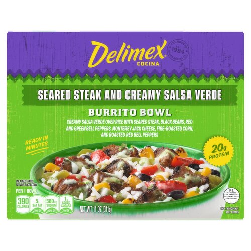Delimex Cocina Seared Steak and Creamy Salsa Verde Burrito Bowl, 11 oz