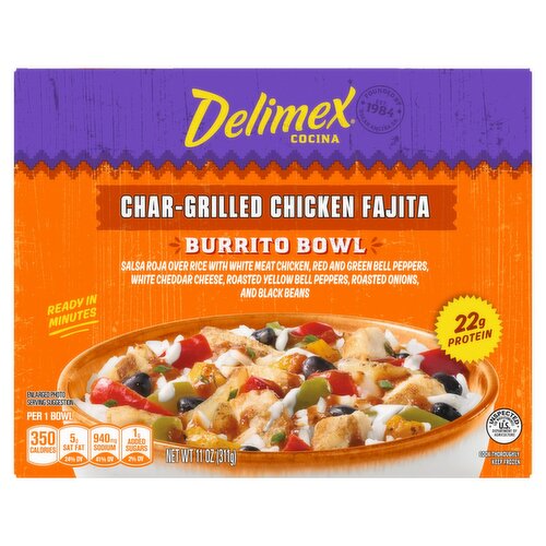 Delimex Cocina Char-Grilled Chicken Fajita Burrito Bowl, 11 oz