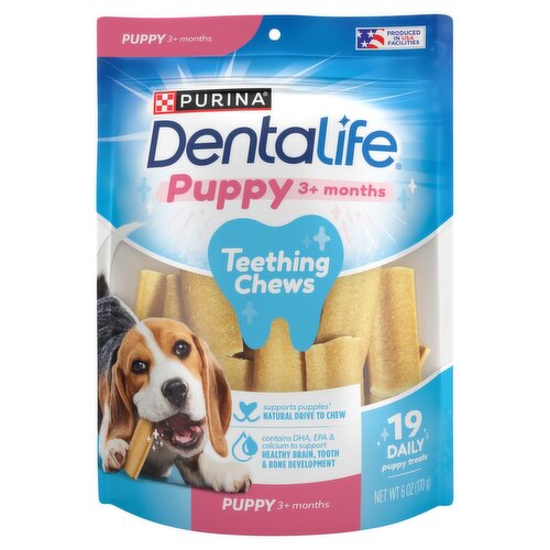 Purina Dentalife Teething Chews Puppy Trats, 6 oz, 3+ months