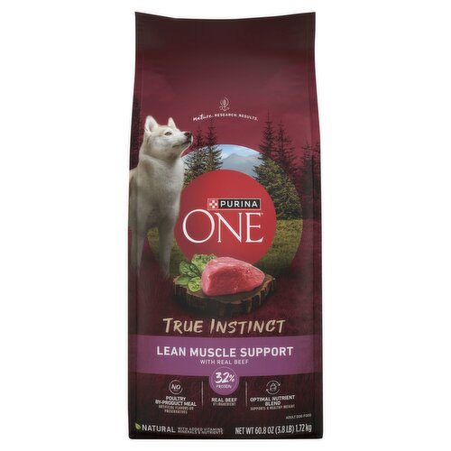 Purina ONE True Instinct Lean Muscle Support with Real Beef Adult Dog Food, 60.8 oz