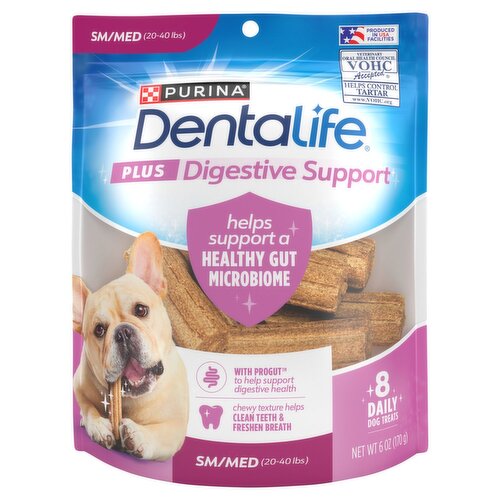 Purina Dentalife Plus Digestive Support Dog Treats, Sm/Med (20-40 lbs), 6 oz