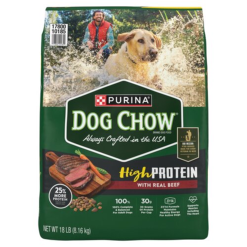 Purina Dog Chow High Protein with Real Beef Dog Food, 18 lb