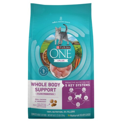 Purina ONE +Plus Whole Body Support Complete Adult Cat Food, 56 oz