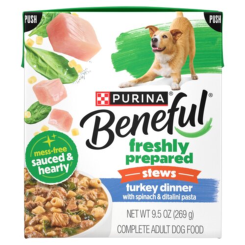 Purina Beneful Stews Turkey Dinner with Spinach & Ditalini Pasta Complete Adult Dog Food, 9.5 oz