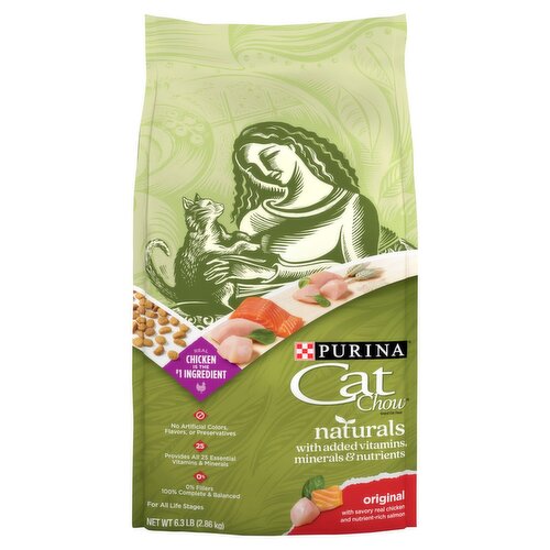 Purina Cat Chow Naturals Original with Savory Real Chicken and Nutrient-Rich Salmon Cat Food, 6.3 lb