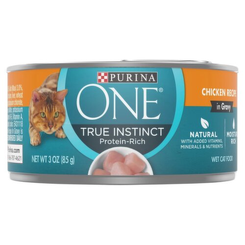 Purina ONE True Instinct Protein-Rich Chicken Recipe in Gravy Wet Cat Food, 3 oz