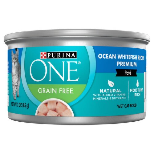 Purina ONE Grain Free Ocean Whitefish Recipe Premium Paté Wet Cat Food, 3 oz