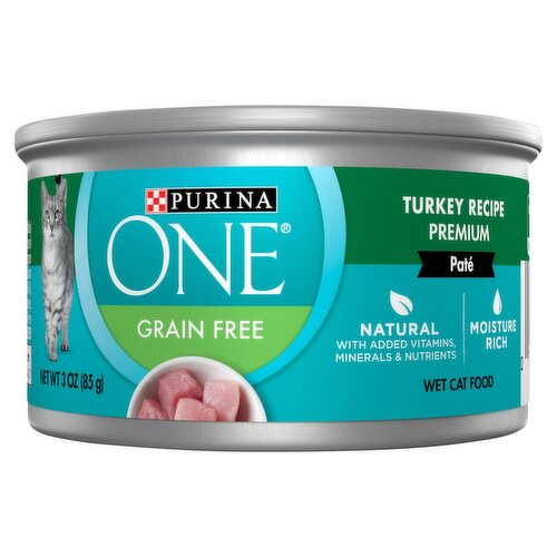 Purina ONE Grain Free Turkey Recipe Premium Paté Wet Cat Food, 3 oz