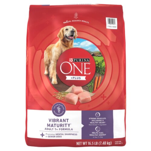 Purina ONE Plus Vibrant Maturity Adult 7+ Formula Dog Food, 16.5 lb