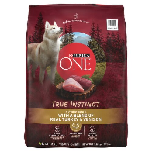 Purina ONE True Instinct with a Blend of Real Turkey and Venison Adult Dog Food, 15 lb