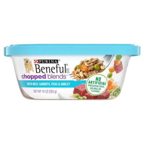 Purina Beneful Chopped Blends with Beef, Carrots, Peas & Barley Dog Food, 10 oz