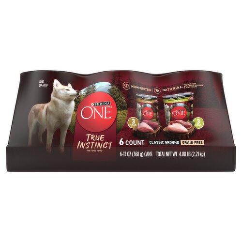 Purina ONE True Instinct Classic Ground Grain Free Adult Wet Dog Food, 13 oz, 6 count