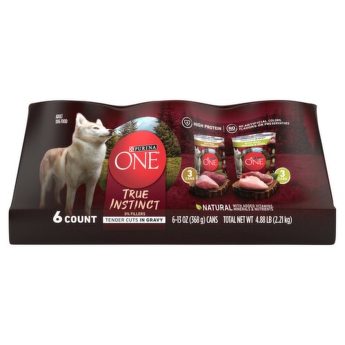 Purina ONE True Instinct Tender Cuts in Gravy Adult Dog Food, 13 oz, 6 count