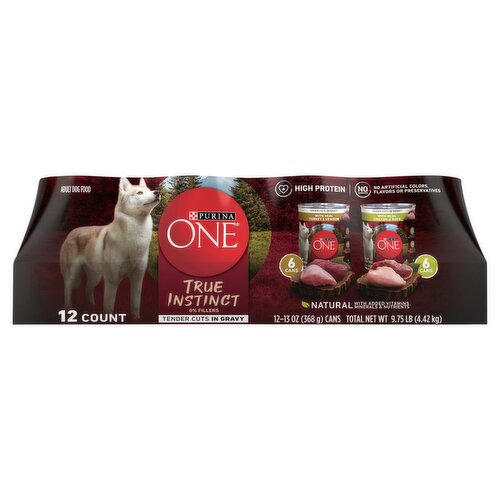 Purina ONE True Instinct Tender Cuts in Gravy Adult Dog Food, 13 oz, 12 count