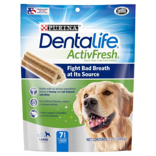 Purina DentaLife ActivFresh Daily Oral Care Dog Chews, Large, 7 count, 7.2 oz