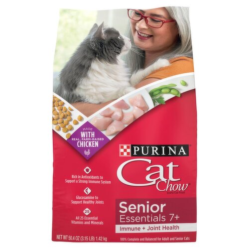 Purina Cat Chow Senior Essentials 7+ Immune + Joint Health Cat Food, 50.4 oz