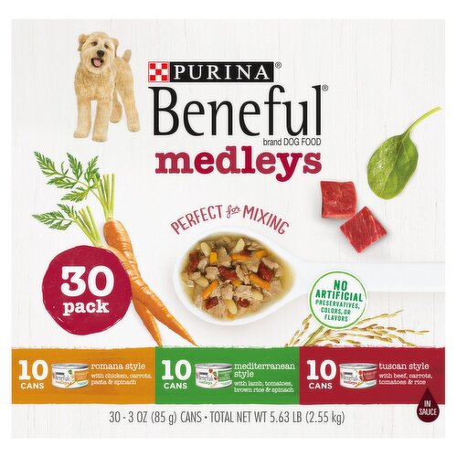 Purina Beneful Medleys Dog Food, 3 oz, 30 count