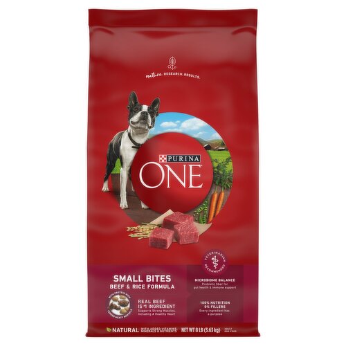 Purina ONE Small Bites Beef & Rice Formula Adult Dog Food, 8 lb