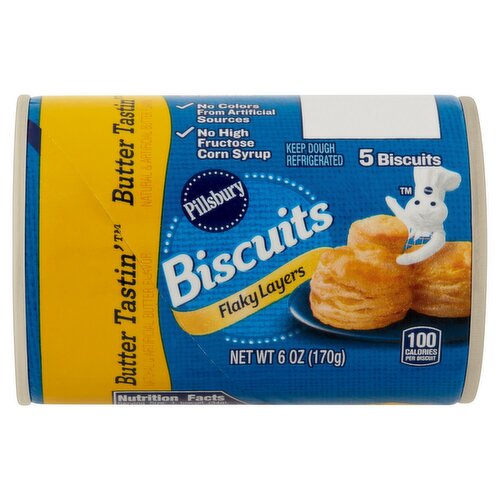 Pillsbury Flaky Layers Butter Tastin' Biscuits, 5 count, 6 oz