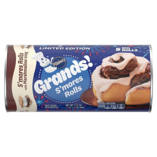 Pillsbury Grands! S'mores Rolls with Marshmallow Icing Limited Edition, 5 count, 17.5 oz