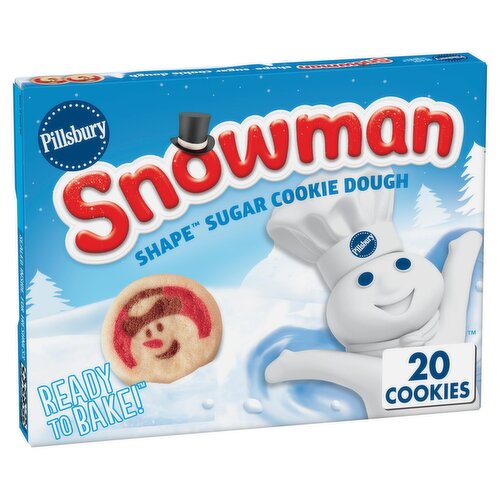 Pillsbury Snowman Shape Sugar Cookie Dough, 20 count, 9.1 oz