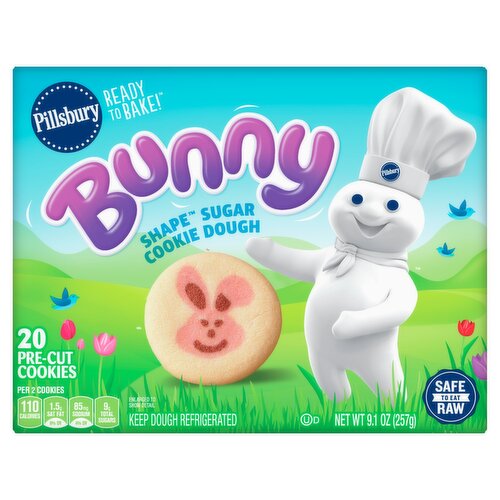 Pillsbury Ready to Bake! Bunny Shape Sugar Cookie Dough, 20 count, 9.1 oz