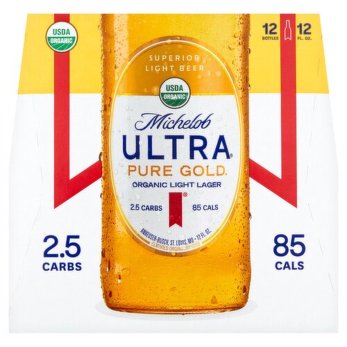 Michelob Ultra Pure Gold Organic Light Lager Beer, 12 count, 12 fl oz