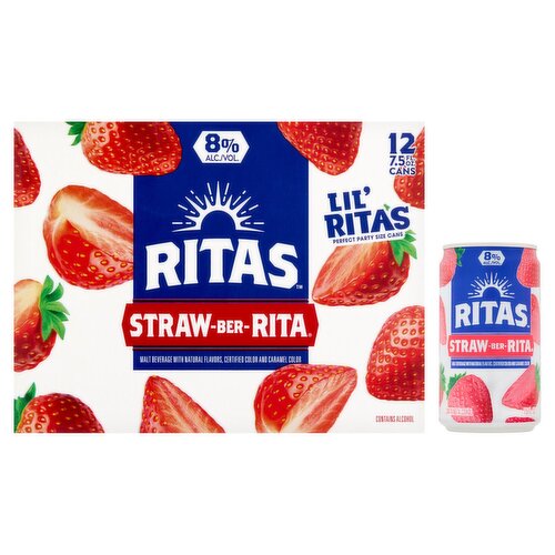 Ritas Straw-Ber-Rita Malt Beverage, 7.5 fl oz, 12 count