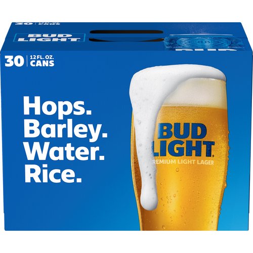 Bud Light Beer - 30 Pack Cans, 360 fl oz