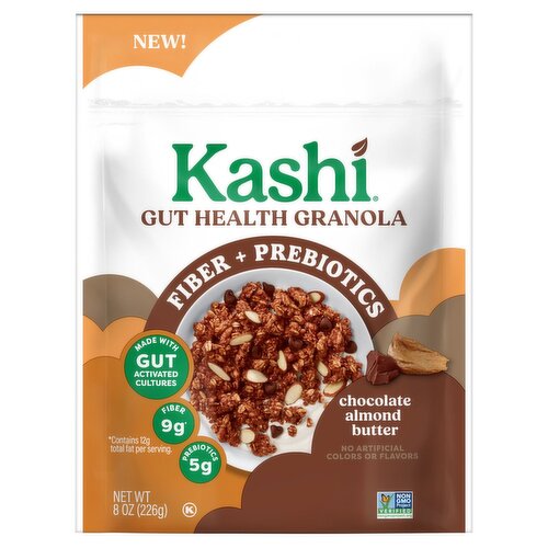 Kashi Chocolate Almond Butter Fiber + Prebiotics Gut Health Granola, 8 oz