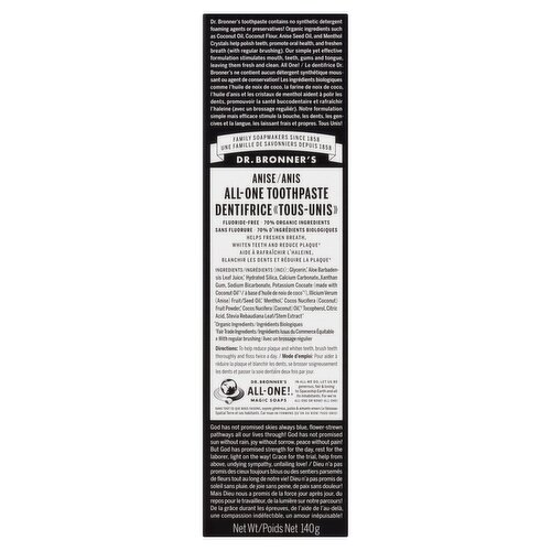 Dr. Bronner's Anise All-One Toothpaste, 140 g