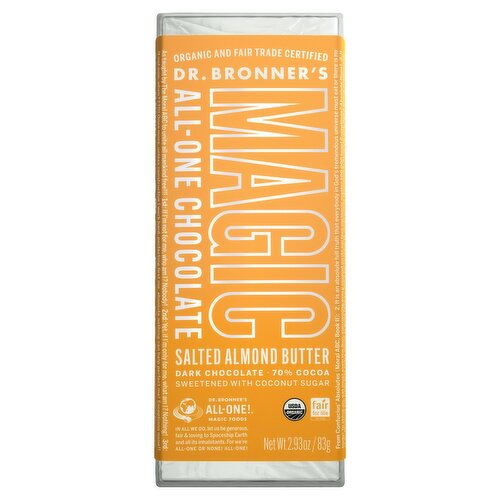 Dr. Bronner's Magic Salted Almond Butter All-One Dark Chocolate, 2.93 oz