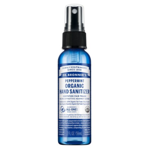 Dr. Bronner's Peppermint Organic Hand Sanitizer, 2 fl oz