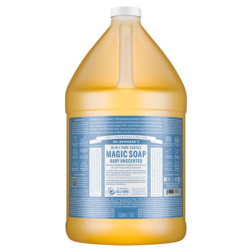 Dr. Bronner's 18-in-1 Pure-Castile Baby Unscented Magic Soap, 1 gallon