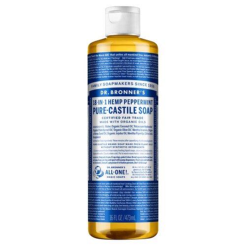 Dr. Bronner's 18-in-1 Hemp Peppermint Pure-Castile Soap, 16 fl oz