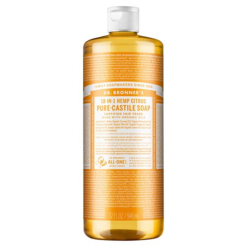 Dr. Bronner's 18-in-1 Hemp Citrus Pure-Castile Soap, 32 fl oz