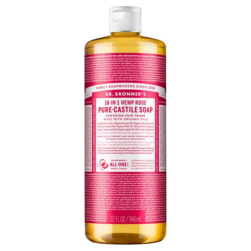 Dr. Bronner's 18-in-1 Pure-Castile Rose Magic Soap, 32 fl oz