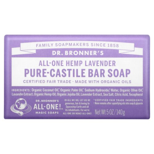 Dr. Bronner's Lavender All-One Pure-Castile Magic Bar Soap, 5oz