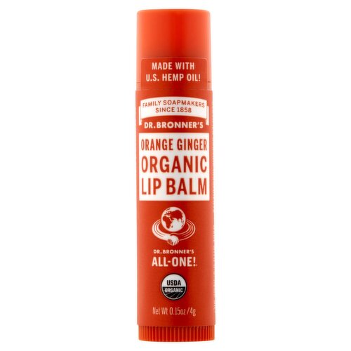 Dr. Bronner's Orange Ginger Organic Lip Balm, 0.15 oz