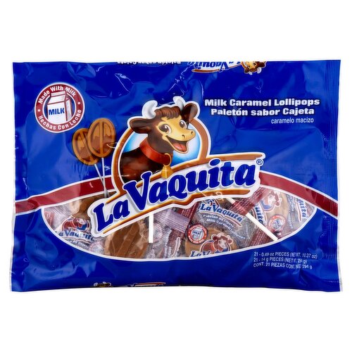 La Vaquita Milk Caramel Lollipops, 0.49 oz, 21 count