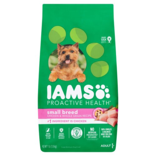 Iams Proactive Health Chicken & Whole Grain Recipe Small Breed Adult 1+ Super Premium Dog Food, 7 lb