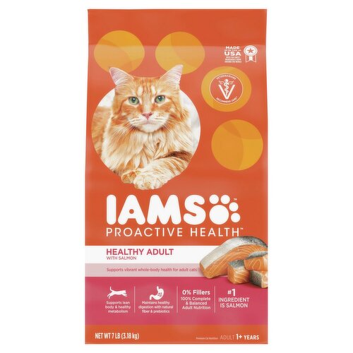 Iams Proactive Health Healthy Adult with Salmon Premium Cat Nutrition, Adult 1+ Years, 7 lb