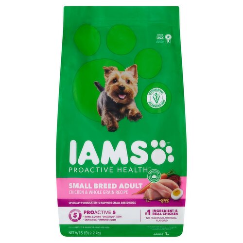 Iams Proactive Health Small Breed Chicken & Whole Grain Recipe Dog Food, Adult, 5 lb